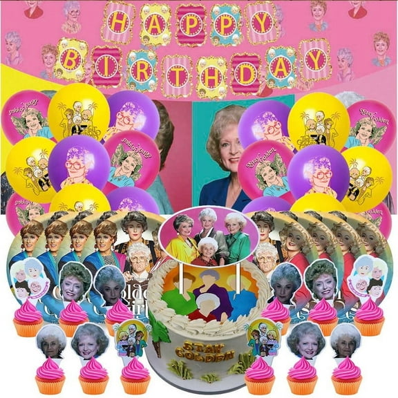 Golden Girl Birthday Party Supplies Balloons Paper Plates Decoration Cake Topper Decor Tableware Banner Backdrop