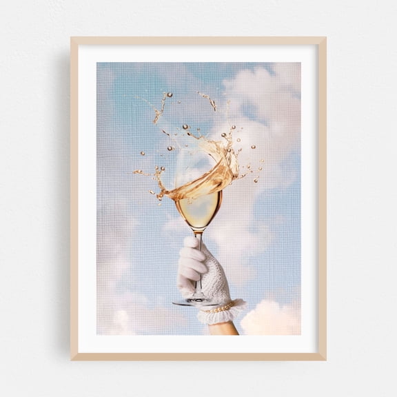 Golden Girl - Photography Surrealism Cocktail Vintage Fashion Modern Art Whimsical Humor Oak Framed Wall Art Print 5 x 7 inches