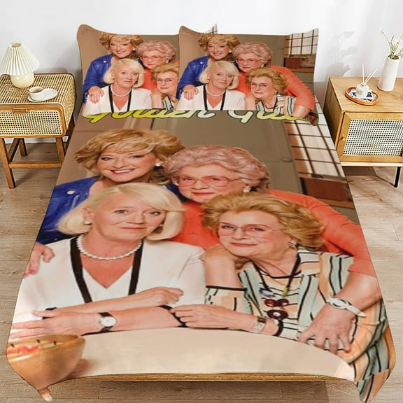 The Golden Girls Bed Duvet Cover Microfiber Bedding Sets 3D Printed Lightweight 3 Piece Comforter Sets, 1 Duvet Cover And 2 Pillow Shams for Kids Boys Girls 86"x70"