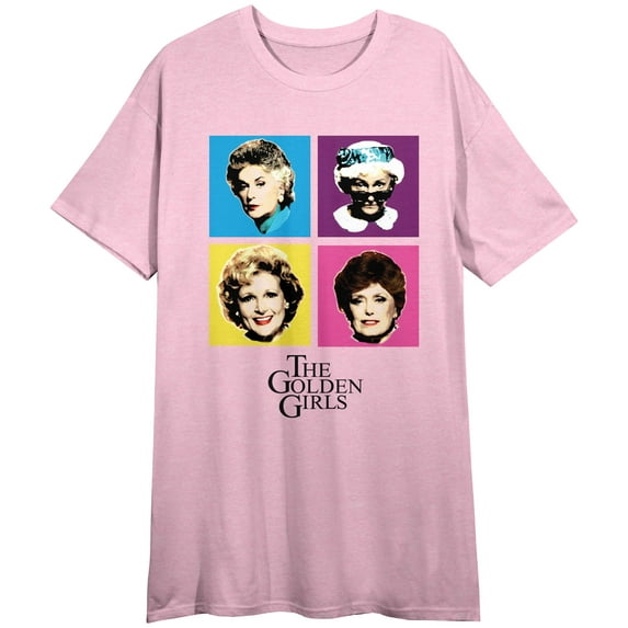 Golden Girls Character Blocks Women's Pink Quick Turn Nightshirt-Medium