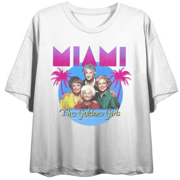 Golden Girls Go To Miami Juniors White Graphic Crop Tee-Large