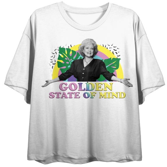 Golden Girls Golden State of Mind Women's White Short Sleeve Crop Tee-XL