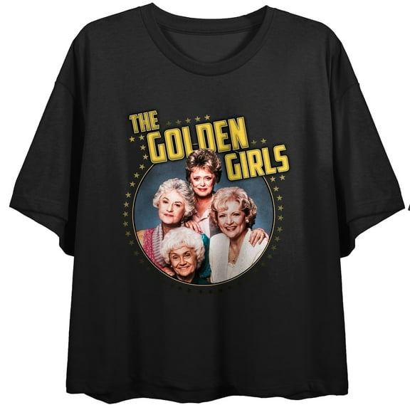 Golden Girls Group Shot Juniors' Black Graphic Cropped Tee-XS