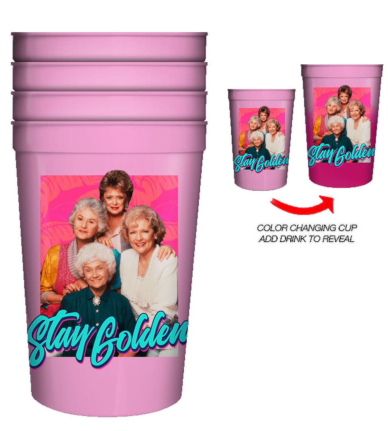 Golden Girls Group Stay Golden 4pk 15oz Color Change Plastic Cup