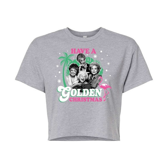 Golden Girls - Have A Golden Christmas - Juniors Cropped Cotton Blend T-Shirt