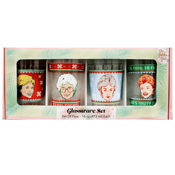 Golden Girls Holiday Sweater 4pc. 16oz. Pint Glass Set