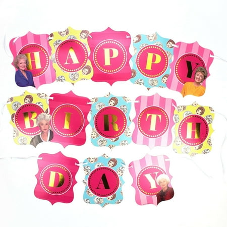 Prime Party Golden Girls Birthday Banner with Gold Foil Accents, Reusable Party Decor – 75" Wide