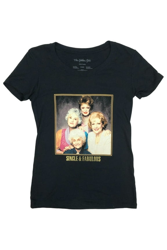 Golden Girls Junior Womens Black Single & Fabulous Tee Shirt T-Shirt XS (1)