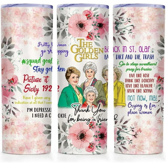 Golden Girls Mug,Gift For Bestfriends,The Golden Girls Party,Tv Show Merchandise 20oz Skinny Tumbler With Lid 18/8 Stainless Steel Coffee Mug