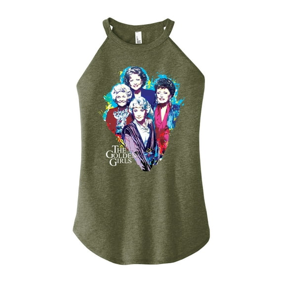 Golden Girls - Paint Splatter Group - Juniors High Neck Tank Top