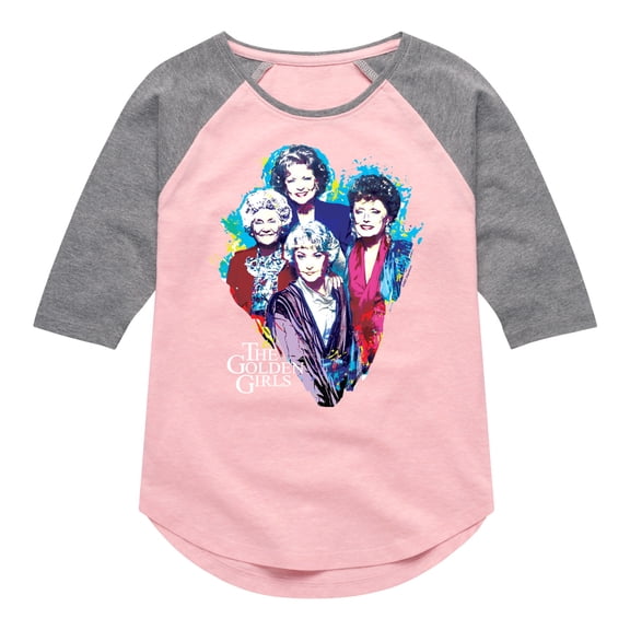 Golden Girls - Paint Splatter Group - Toddler And Youth Girls Raglan Graphic T-Shirt