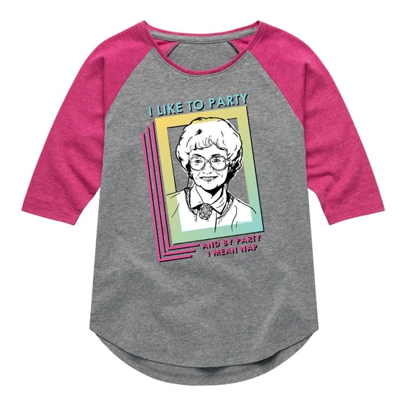 Golden Girls - Party Nap - Toddler And Youth Girls Raglan Graphic T-Shirt