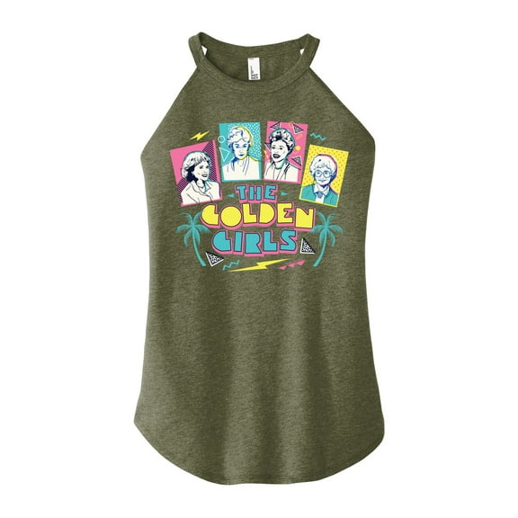 Golden Girls - Retro Logo Group - Juniors High Neck Tank Top