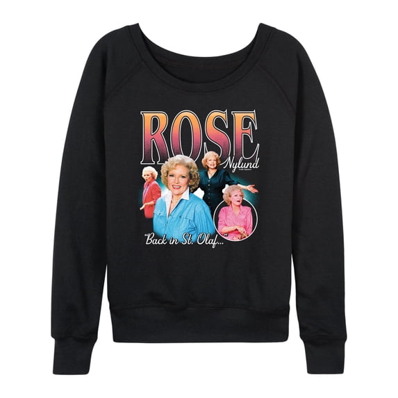 Golden Girls - Rose Bootleg Women's Lightweight French Terry Wide Neck Long Sleeve Graphic Shirt