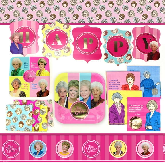 Prime Party Golden Girls Party Supplies Set, Plates Napkins Banner Tablecloth  Pack of 8