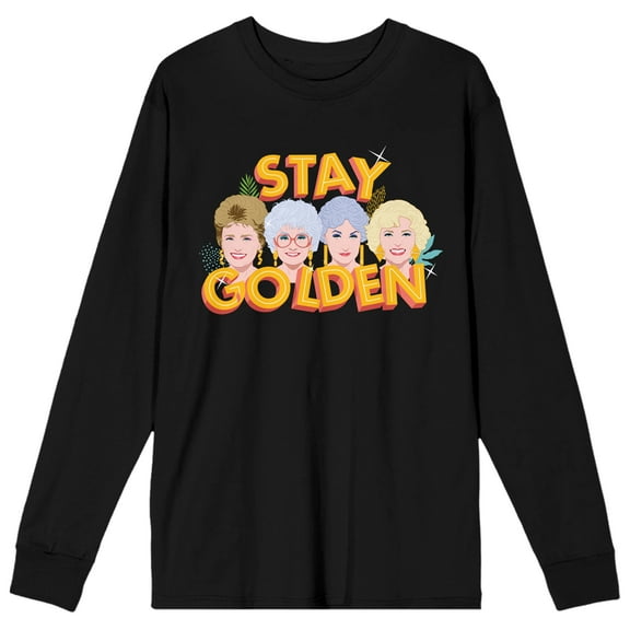 Golden Girls Stay Golden Women's Black Long Sleeve Tee Shirt-XL