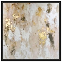 Golden Glimmer Gesture II Canvas Neutral Wall Art by Art Remedy, Black Frame, 12 x 12