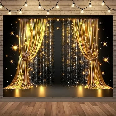 Golden Glitter Curtain Backdrop Gold Bokeh Birthday Party Background Baby Shower Wedding Bday Banner Photo Booth Shoot Backdrops