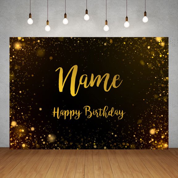 Golden Glitter Custom Name Photography Backdrops Vinyl Photo Backgrounds for Birthday Party Banner Prom Dessert Table Photocall
