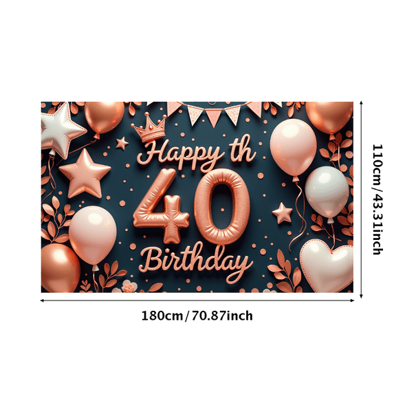 Golden Glitter Happy Birthday Banner Adult Milestone Celebration Polyester Decoration for Indoor Party Event Celebration