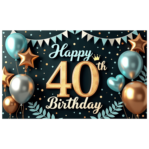 Golden Glitter Happy Birthday Banner Adult Milestone Celebration Polyester Decoration for Indoor Party Event Celebration