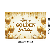 Golden Glitter Happy Birthday Banner Party Decoration Backdrop for Birthday Parties Photography Props Photo Booth Backgrounds Celebrations