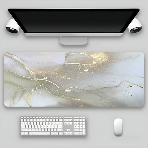 Golden Glitter Marble Dual-Sided Multifunctional PU Leather Desk Pad Protector Non-Slip Desk Mat Waterproof Large Gaming Mouse Pad,gray Office Desk Accessories for Learning Office Home Office Supplies