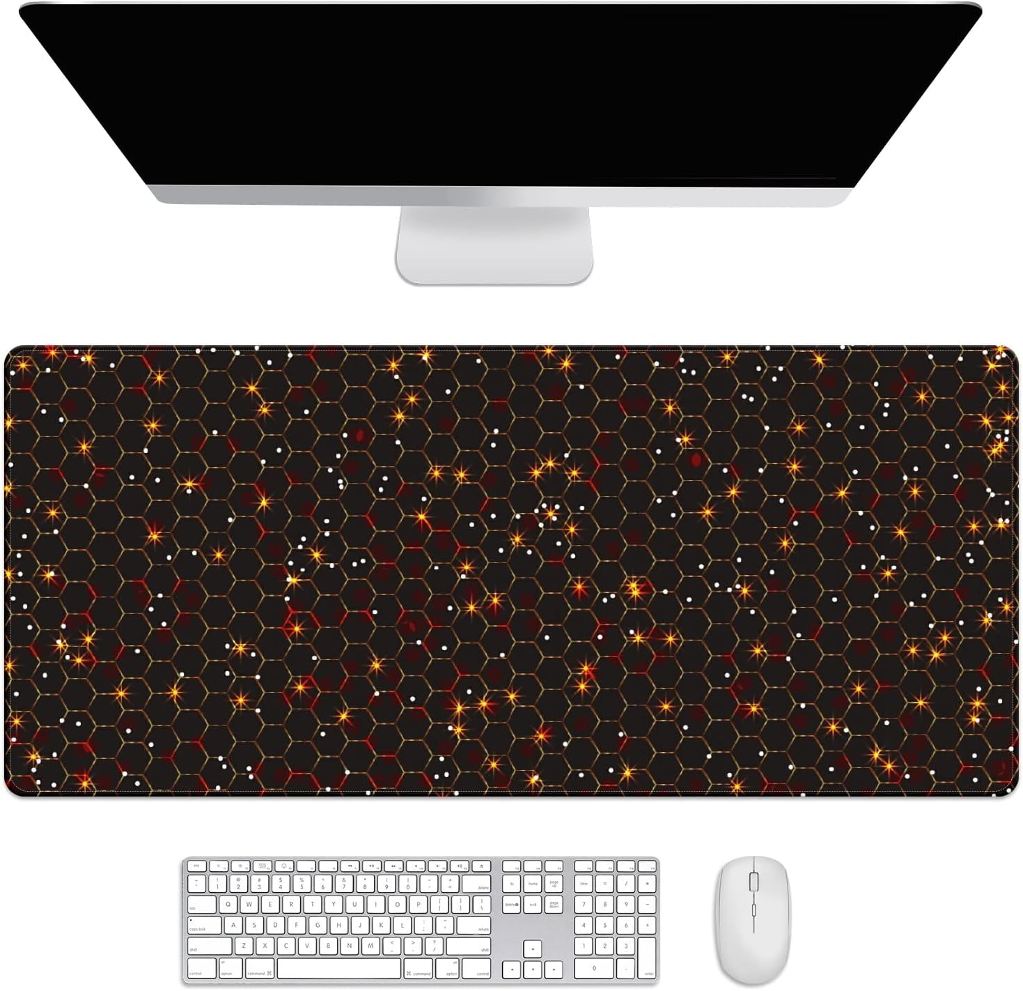 Golden Glitter and Shiny Desk Mat, Desk Accessory, Cute Workspace, Trendy Workspace, Trendy, 35.4x15.7in Large Gaming Mouse Pad, Cute Desk Topper, Pretty Desk Pad