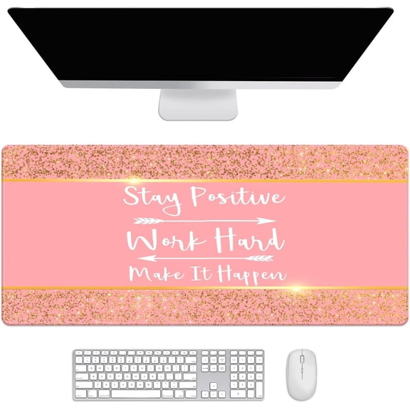 Golden Glitter Sparkle Desk Mat, Desk Accessory, Cute Workspace, Trendy Workspace, Trendy, 35.4x15.7in Large Gaming Mouse Pad, Cute Desk Topper, Pretty Desk Pad