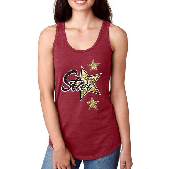 Golden Glitter Star Art  Racerback Tank Women -Image by Shutterstock, Female x-Small