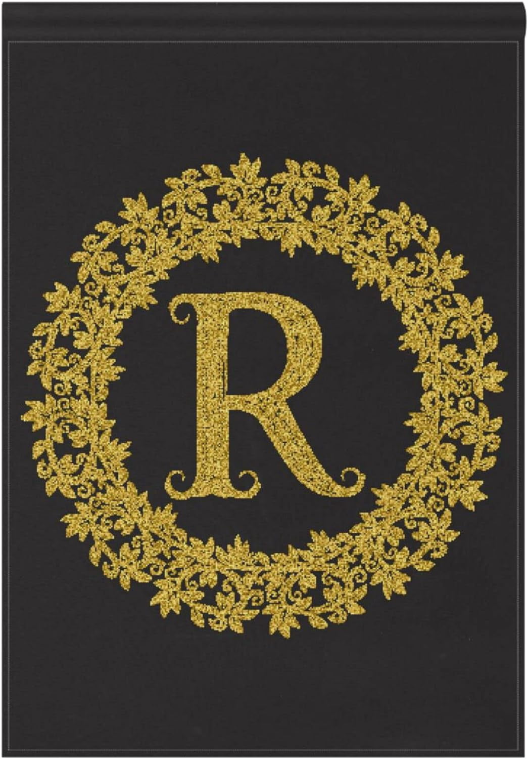 Golden Glittering Letter R Monogram in Vintage Style Garden Flag Double ...