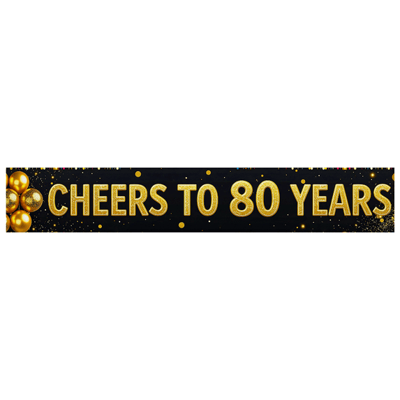 Golden Glittery Cheers to 80 Years Banner Background Party Decoration Supplies for 80th Birthday Celebrations Photo Backdrop Event Decor Birthday Party Decorations