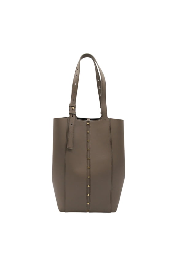 Women's Structured Tote Bag With Metallic Studs Neutrals