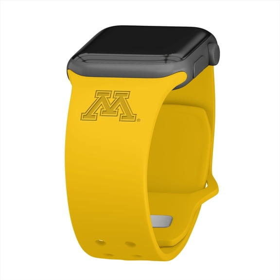 Golden Gophers Engraved Silicone Unisex Watch Band for Apple Watch - 42/44/45/49mm(46mm Series 10/11) Yellow by Affinity Bands