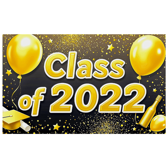 Golden Graduation Theme Banner with Balloons Stars Diploma Cap Elements Backdrop Party Decorations for Graduation Celebrations Photography Props Grad Party Decor