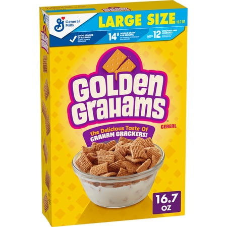 Golden Grahams Breakfast Cereal, Graham Cracker Taste, Large Size, 16.7 oz