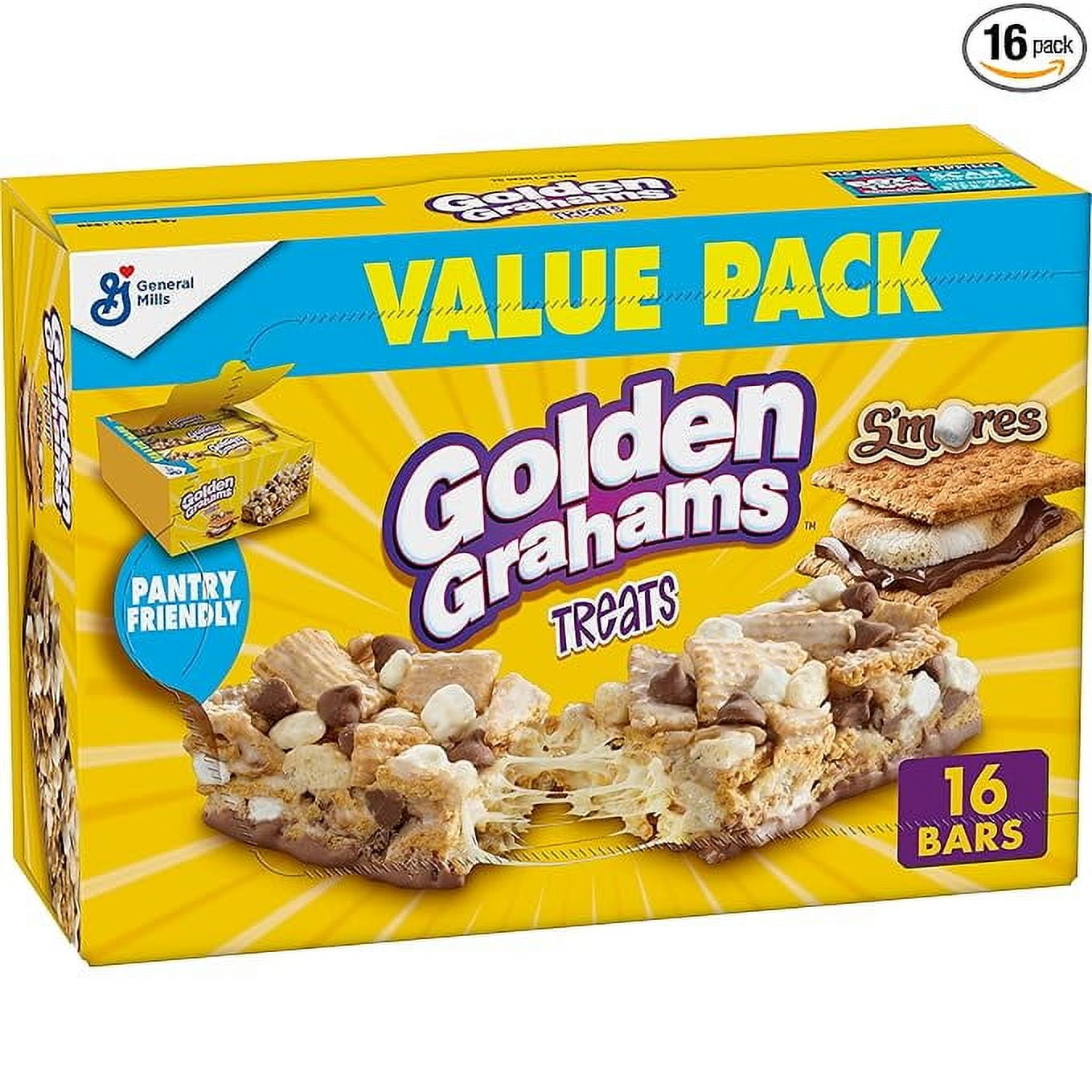 Golden Grahams Breakfast Cereal Treat Bars, S'mores, Snack Bars, 16 ct