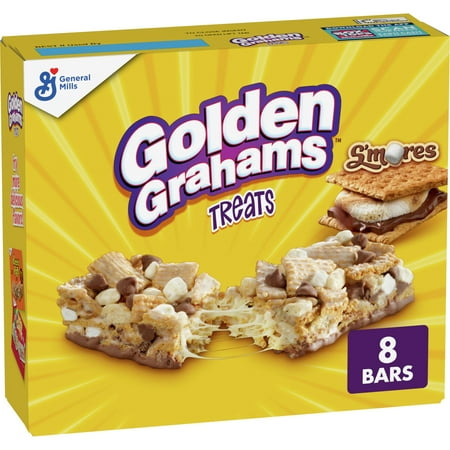 Golden Grahams Breakfast Cereal Treat Bars, S'mores, Snack Bars, 8 ct