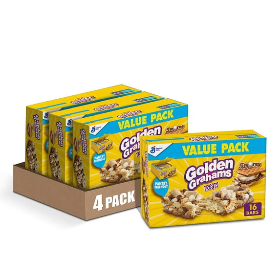Golden Grahams S'mores Chocolate HHA1 Marshmallow Breakfast Bars, 16 Bars (Pack of 4)