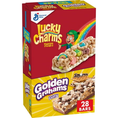 Lucky Charms and Golden Grahams S'mores Cereal Treat Bars, Variety Pack, 28 Ct, 26.7 oz