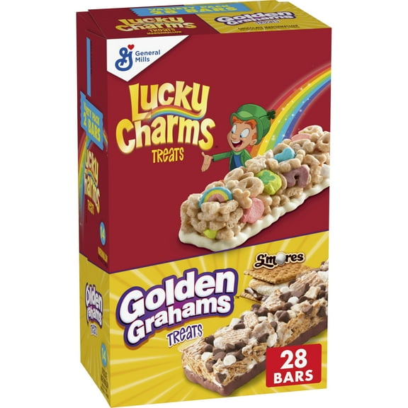 Lucky Charms Golden Grahams RRF12 Breakfast Cereal Treat Bars Variety Pack, 28 ct