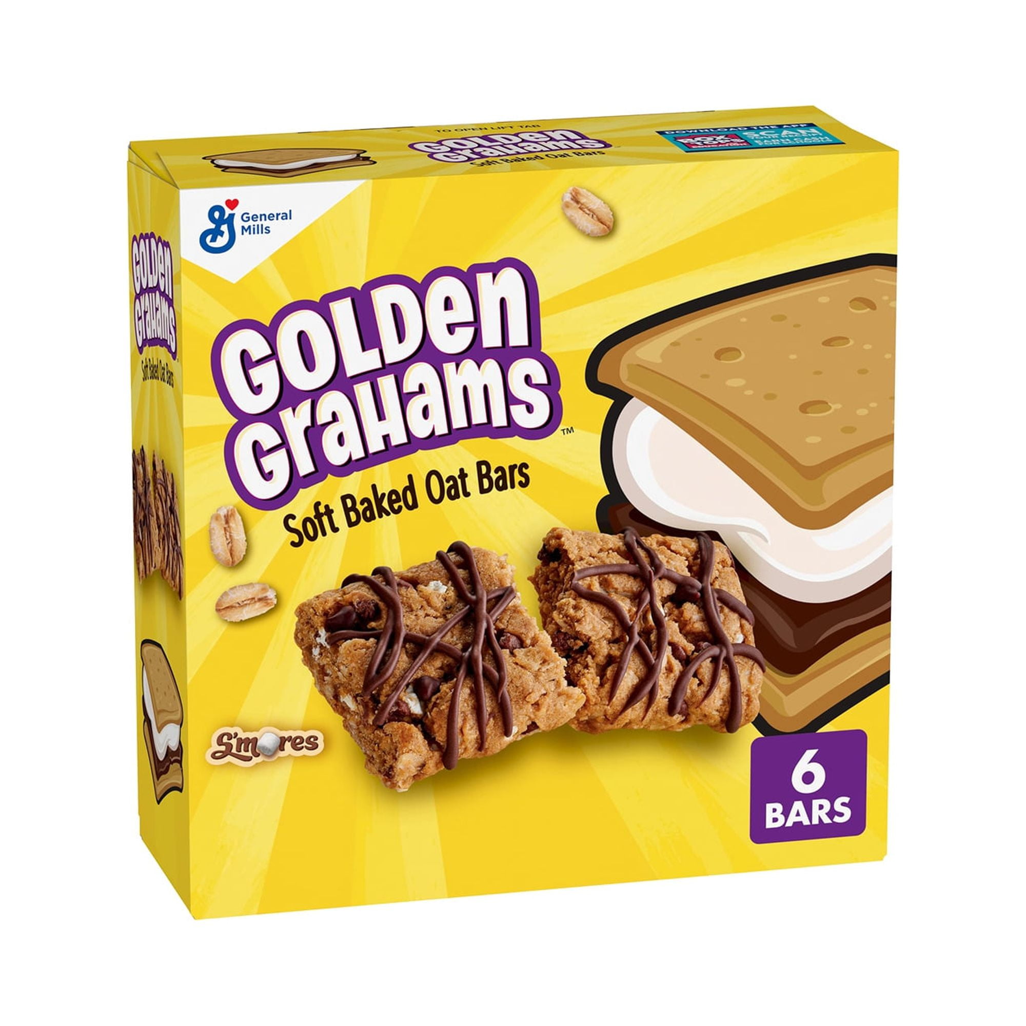 Golden Grahams S'mores Soft Baked Oat Bars, Chewy Snack Bars (Pack of