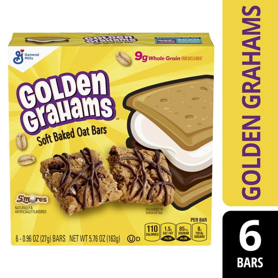 Golden Grahams S'mores Soft Baked Oat Bars, Snack Bars, 6 Ct, 5.76 oz