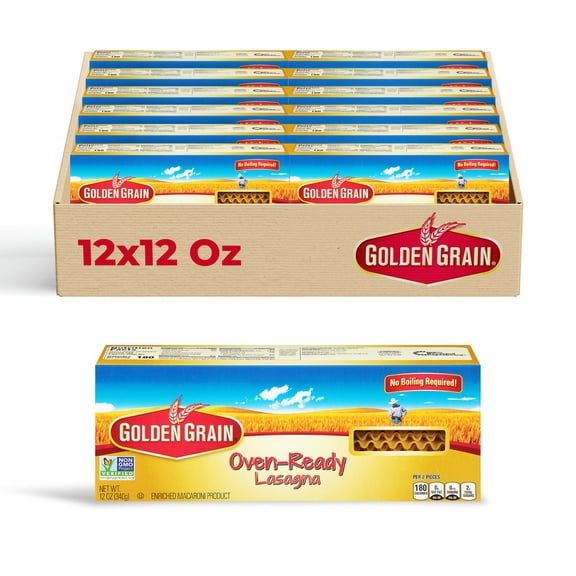 Golden Grain Oven-Ready Lasagna, 12-Pack (12 oz Each) No-Boil Pasta Sheets for Easy Baked Lasagna