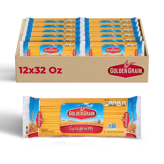 Golden Grain Spaghetti, 12-Pack (32 oz Each) Classic Pasta for Italian inspired dishes, Hearty Sauces & Family Meals