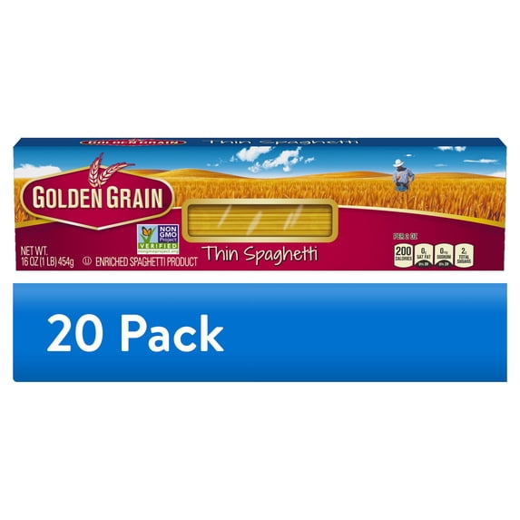 (20 pack) Golden Grain Thin Spaghetti, 16 oz