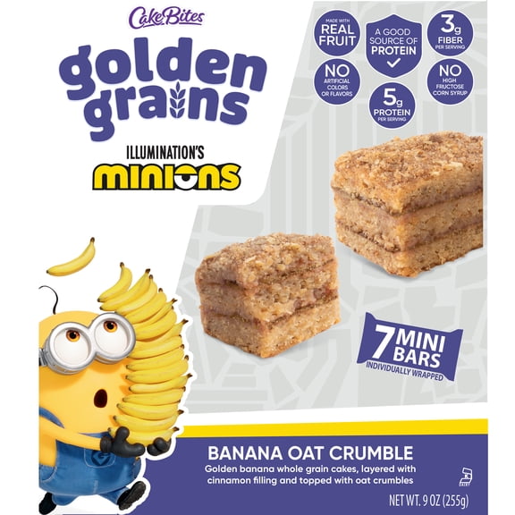 Cookies United Golden Grains Minions Banana Oat Crumble Cakes, 9oz