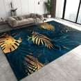 thumbnail image 1 of Golden Green Palm Monstera Leaf Area Rug, Modern Abstract Tropical Plants Printed Carpet, Soft Breathable Non-Shedding Washable for Boy Girl Bedroom Living Room Boy Girl Decor 4x5ft, 1 of 7