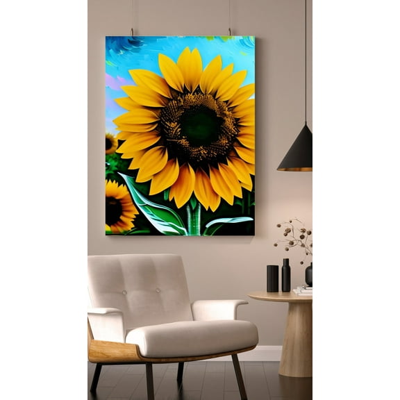 Golden Greetings - Sunflower Canvas Wall Art - Blooming Sunflower Canvas Wall Art
