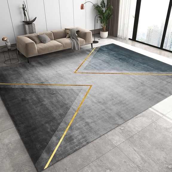 Golden Grey Triangle Area Rugs, Abstract Irregular Lines Print Rug, Indoor Non-Slip Rugs For Room Sofa Living Room Mat Bedroom Home Decor Floor Mats 1x2ft